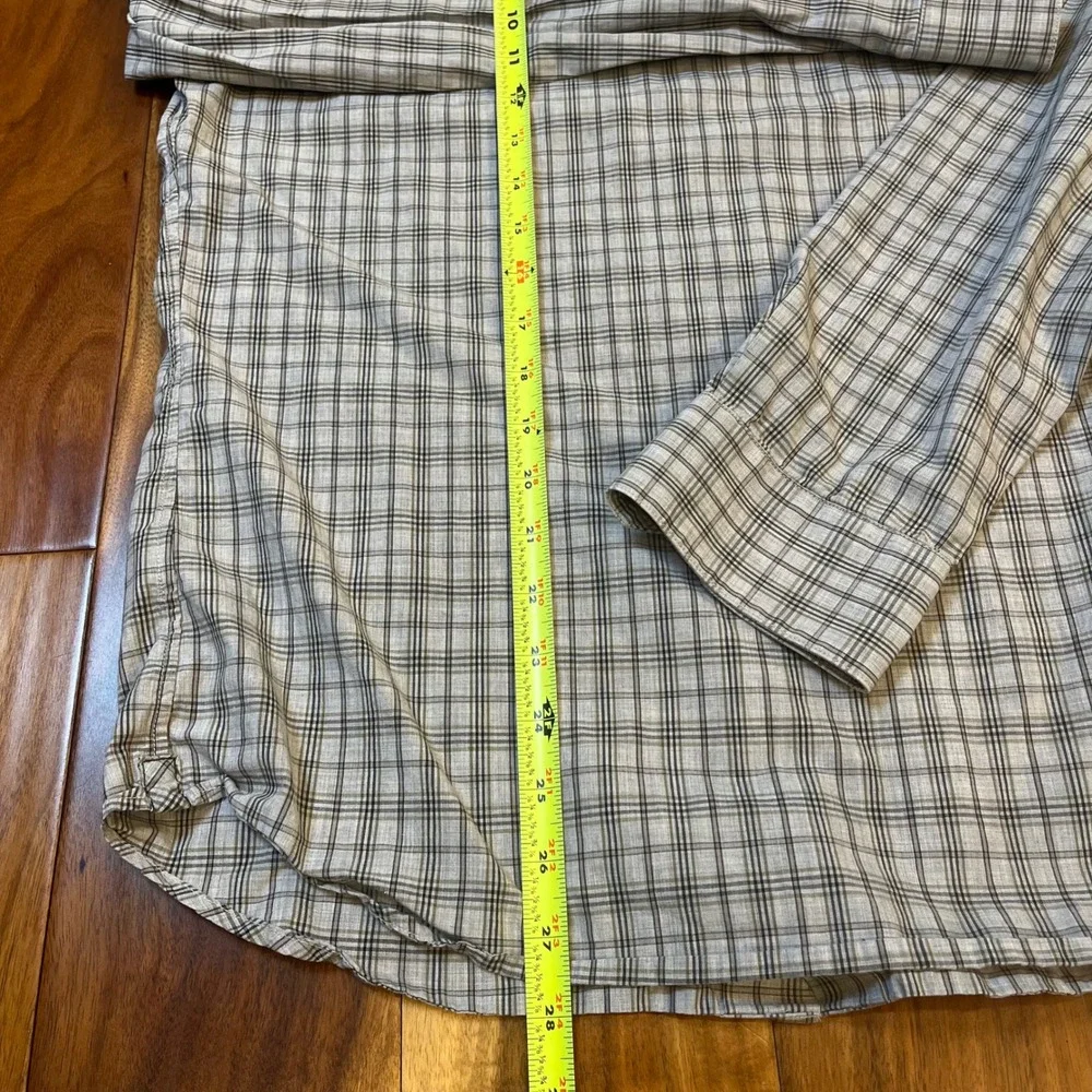 Banana Republic Button Down Shirt Mens Medium Grey Plaid‎ Slim Fit Long Sleeve